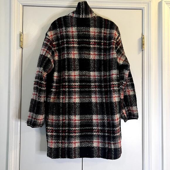 Aritzia Wilfred Free Off Duty plaid wool blend jacket coat size M black red - Picture 8 of 8